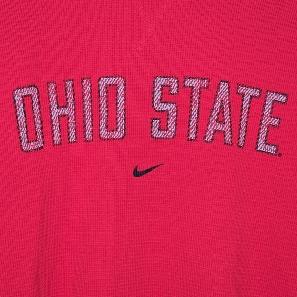 Nike Team Men's Retro 1990's Ohio State Buckeyes Thermal Henley Shirt Red Large - Picture 4 of 9